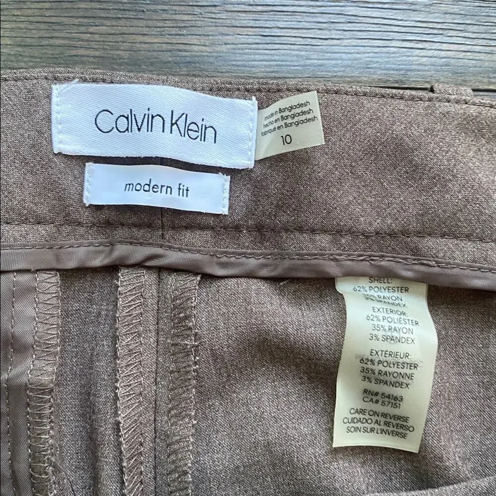 Calvin Klein Modern Fit Tan Trousers Womens Sz 10